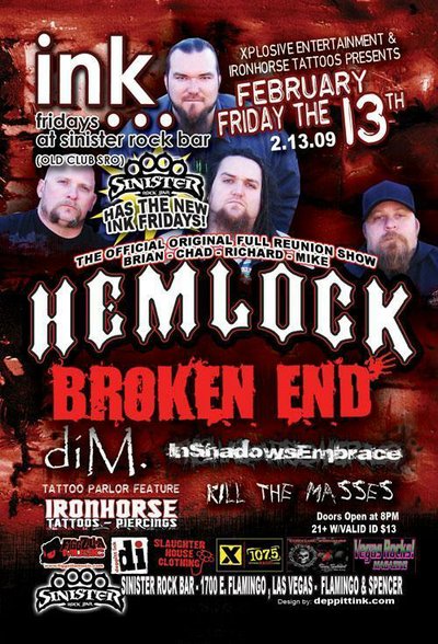 Ink Fridays at Sinister Rock Bar with Hemlock