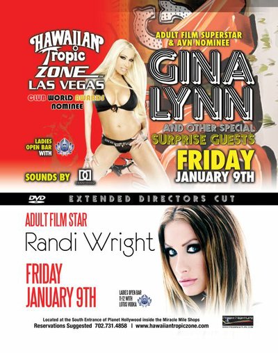 Gina Lynn and Randi Wright host an AVN afterparty at Hawaiian Tropic Zone
