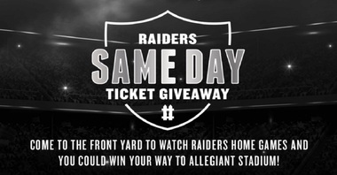 Ticket Giveaway opportunity for 2 tickets to the Las Vegas Raiders