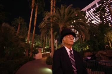 Jac guides us through the Flamingo Hotel gardens, the favorite haunt of the ghost of Bugsy Siegel.