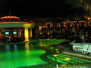The XS pool at night.