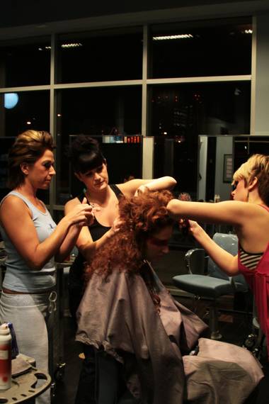 It takes a village. Or at least most of a hair salon to craft a ‘do this fabulous.