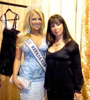 2009 Miss Nevada USA Georgina Vaughan and local designer Lana Fuchs in March 2009.