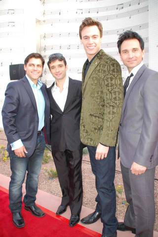 Jersey Boys cast members Deven May, Rick Faugno, Erich Bergen and Travis Cloer.