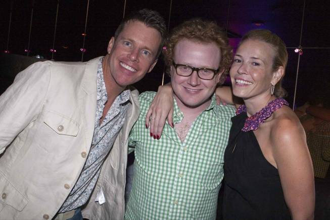 Comedians Chris Franjola, Brad Wollack and Chelsea Handler at Body English in the Hard Rock Hotel.