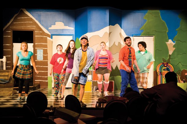 A rehearsal for Schoolhouse Rock at Town Square's Stage Door.