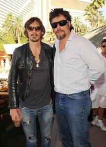 Lukas Haas and Benicio Del Toro at Bare Pool Lounge at The Mirage.