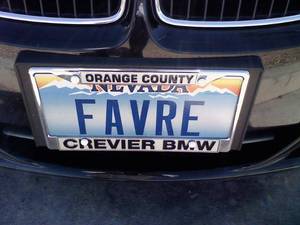 Favre license plate.