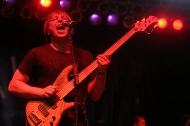 Imagine Dragons bassist Ben McKee on the House of Blues main stage at Bite of Las Vegas.