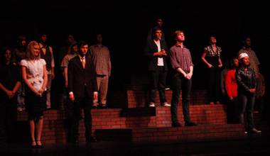 Green Valley High School theater students on stage for Friday night’s performance of “The Laramie Project.”