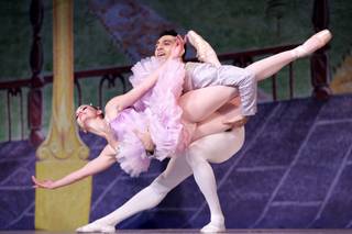 Alissa Dale and Grigori Arakelyan perform as the Sugarplum Fairy and her Cavalier during a dress rehearsal for Nevada Ballet Theatre's production of The Nutcracker at Paris Las Vegas Thursday, December 17, 2009.