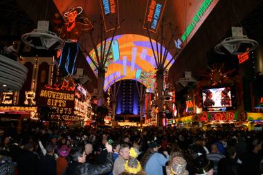 About 30,000 partiers filled the Fremont Street Experience to ring in 2010.