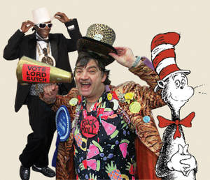 The maddest hatters: Flavor Flav, Screaming Lord Sutch, Seuss' Cat in the Hat
