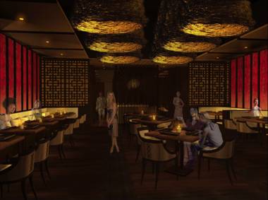 A rendering of the completed Social House dining room, opening in early summer 2010 at Crystals.
