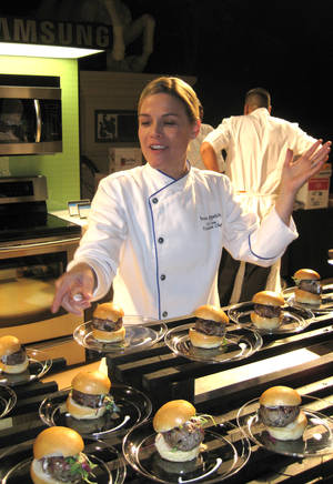 "Bon Appetit" Executive Chef Cat Cora dished out Greek lamb and olive sliders with garlic sauce, as well as a potent blueberry martini. 