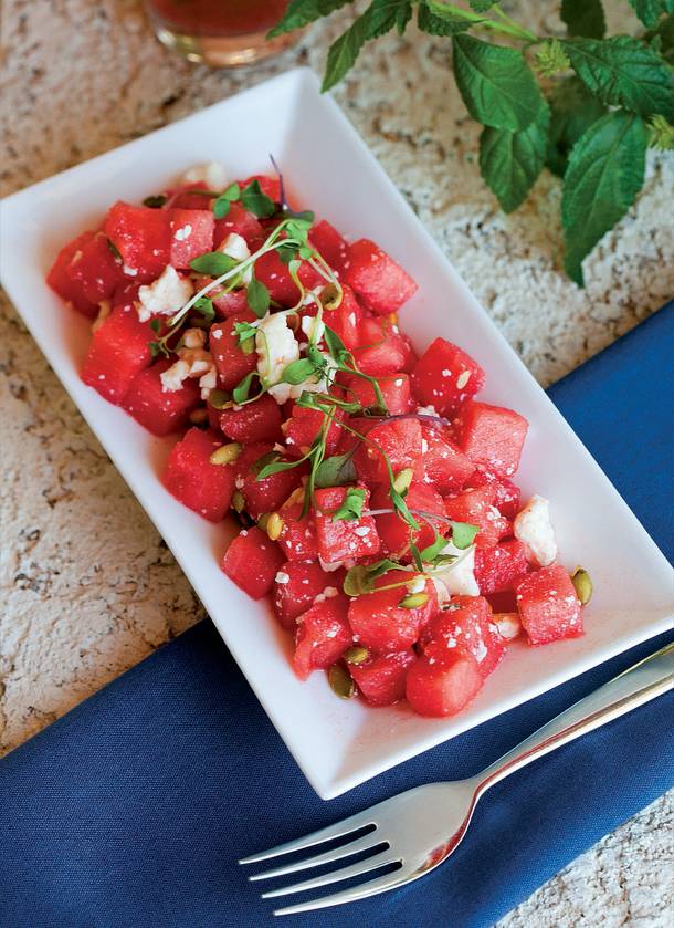 Watermelon salad at Todd's Unique Dining