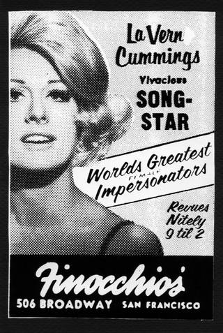 A poster showing Paul Cummings as LaVerne from Finnochio's, a famous San Francisco club that was open from 1936-1999.