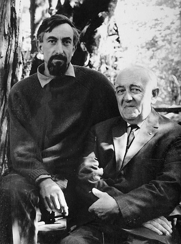 Marcel Barel with his father, Elvezio, in a photo taken by Ansel Adams while Barel was working for the photographer in Carmel, California.