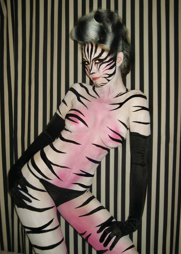 Zebra model by Skin City Body Painting
