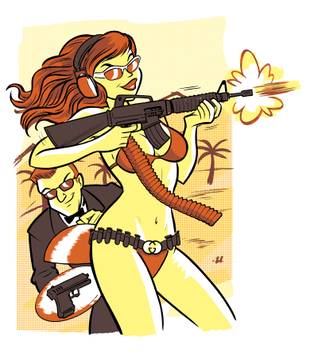 Girl with gun illustration