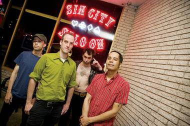 Doug Frye, far right, with Sparkler Dims bandmates (from left) Chris Fredianelli, Aaron Bredlau and Louie Thomas at the group’s final show in 2008.