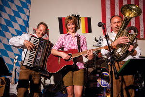 Trio Musischwung entertains at the Bavarian beer house.