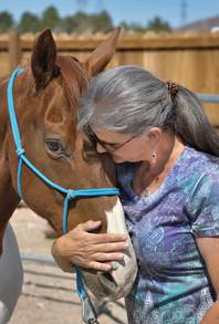 HORSE SENSE: Paula Isenbarg shares a moment with Blossom, a rescue horse that arrived in January too traumatized to be touched.