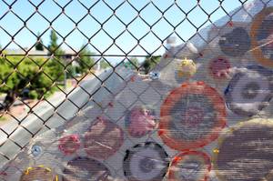A public art project is installed on the pedestrian bridge across Maryland Parkway north of Desert Inn Road in Las Vegas on Monday, June 11, 2012.