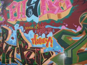 This colorful graffiti-style mural at First Street and Coolidge Avenue disappeared in 2009.