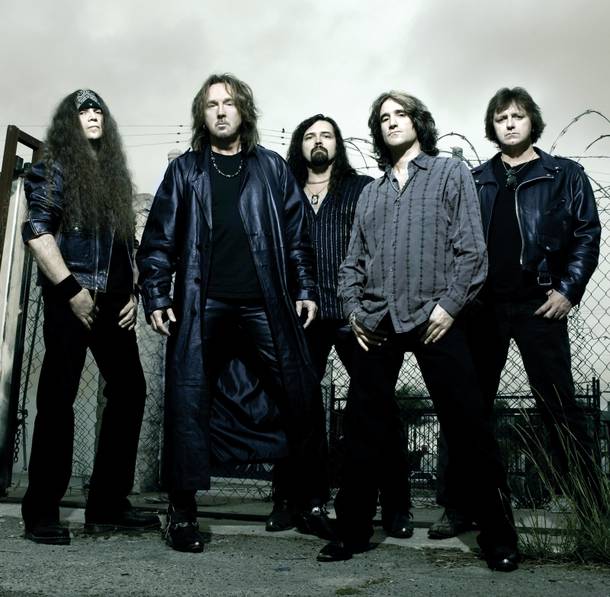 Hair transplant: Ron Keel, second from left, seen here in the band Keel, is now appearing in the Country Superstars show.