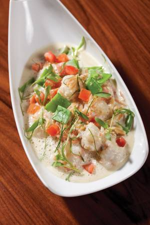 Fleur's coconut rock shrimp dish balances traditional Thai flavors.