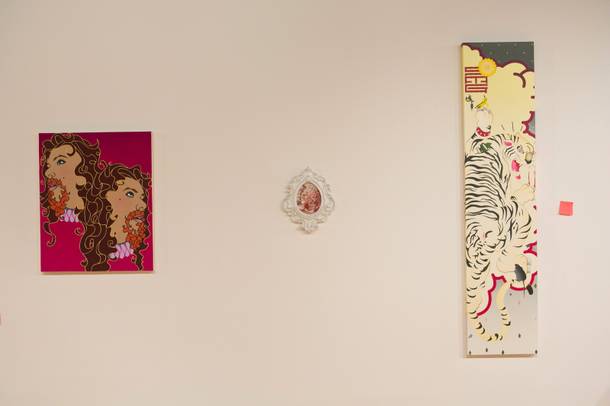 Works by James Gobel, Victoria Reynolds and Sush Machida at the Barrick Museum as part of the Las Vegas Art Museum collection.