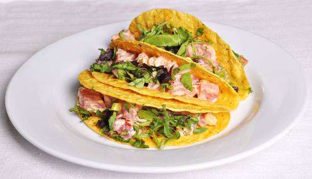 The Ainsworth's tasty tuna tacos, with guacamole and red chili vinaigrette.