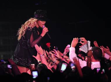 The spectacle-packed Mrs. Carter World Tour thrilled Las Vegas fans at the MGM Grand Garden Arena.