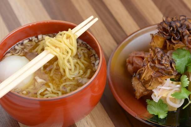 The maitake ramen is a standout, with mix-ins worthy of a Star Trek episode.