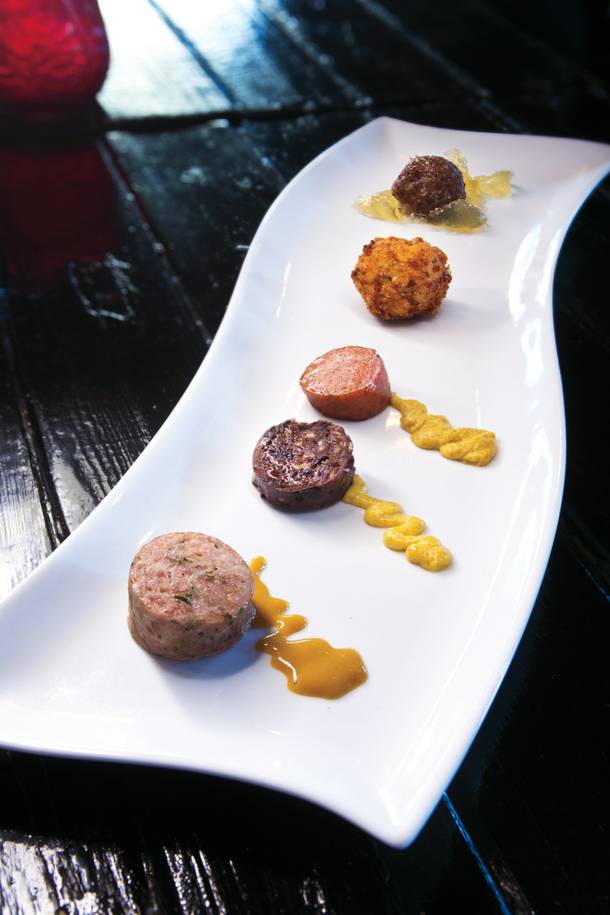 Chef Chris Palmeri began his Mind of a Chef dinner with a trio of house-made sausages, arancini and lamb meatballs.