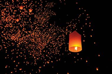 Thousands of lanterns going skyward—plus fireworks!