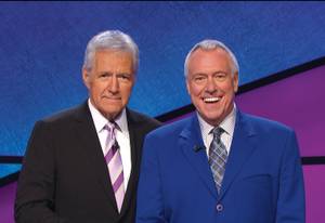 Las Vegas local Frederick Foster on the set of <em>Jeopardy!</em> with host Alex Trebek.