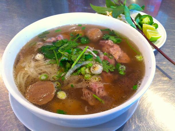 Pho dac biet, the meat-filled special combination soup at Pho Sing Sing.