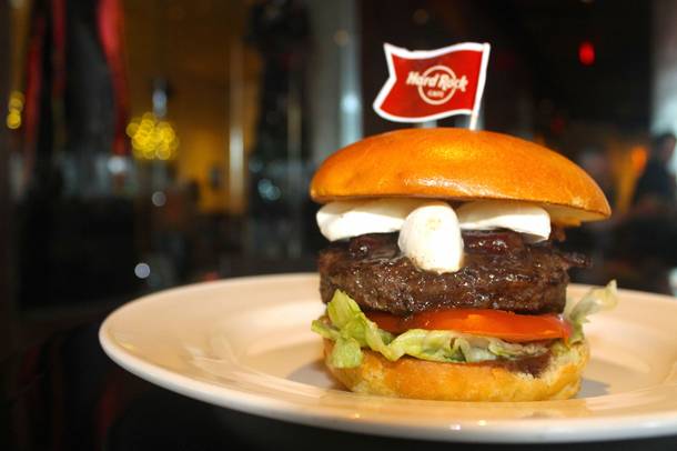 The Date Burger from Hard Rock Cafe Dubai, an Angus patty topped with fresh dates, date chutney and hunks of cream cheese.