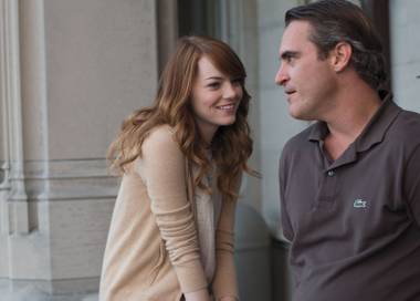 The flick stars Emma Stone and Joaquin Phoenix (sporting an impressive beer belly).