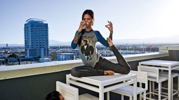 Booze Yoga founder, Tas Upright