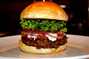 Bachi Burger's James Beard Foundation contest finalist, a mushroom and lamb burger.