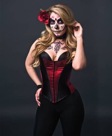 Scary hot: Sexy styles like our cover model’s Día de los Muertos-inspired costume are encouraged at F&F.