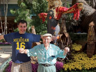 Steve Friess and Walt, exploring the Bellagio Conservatory.