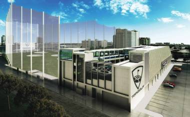 Set to open in May, Vegas’ Topgolf will be 105,000 square feet and four levels of swinging fun.