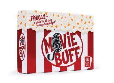 There are always quirky new products at the trade show, like the card game Movie Buff.