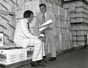 Packaged liquor: Larry (left) at Southern Wine & Spirits in 1974.