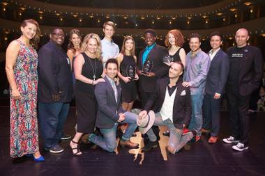 Winners of the 2016 Nevada High School Musical Theater Awards stand on Smith Center’s Reynolds Hall stage with the contest judges.