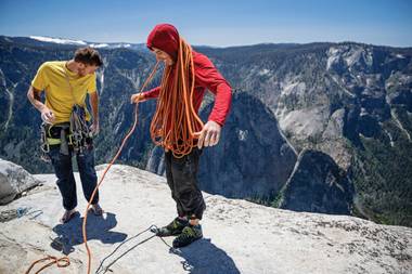 The story follows his heroic effort to climb the 3,000-foot El Capitan rock wall—without ropes.